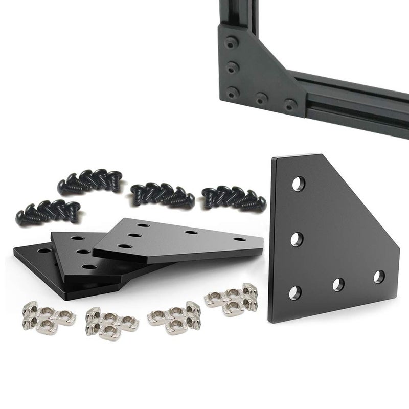 BLCCLOY 4Sets 20x20 Series L Shape Joint Bracket with Screws and Nuts Interior Corner Connector for 2020 Aluminum Extrusion Profile 3D Printer Frame - Image 1